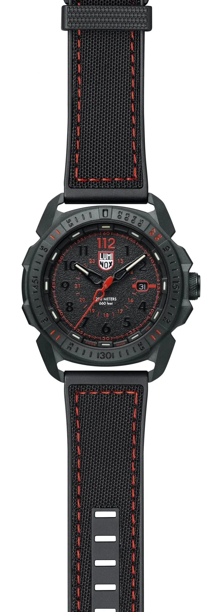 Luminox ICE-SAR Arctic CARBONOX Black Dial Rubber & Textile Strap Date Divers Quartz Mens Watch XL.1002