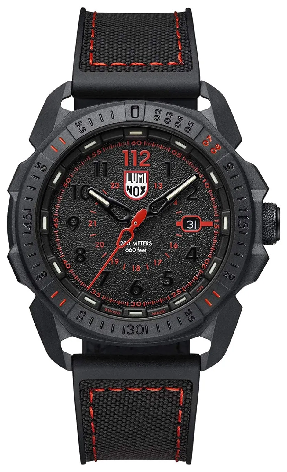 Luminox ICE-SAR Arctic CARBONOX Black Dial Rubber & Textile Strap Date Divers Quartz Mens Watch XL.1002