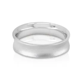 Mens Concave Wedding Band White Gold