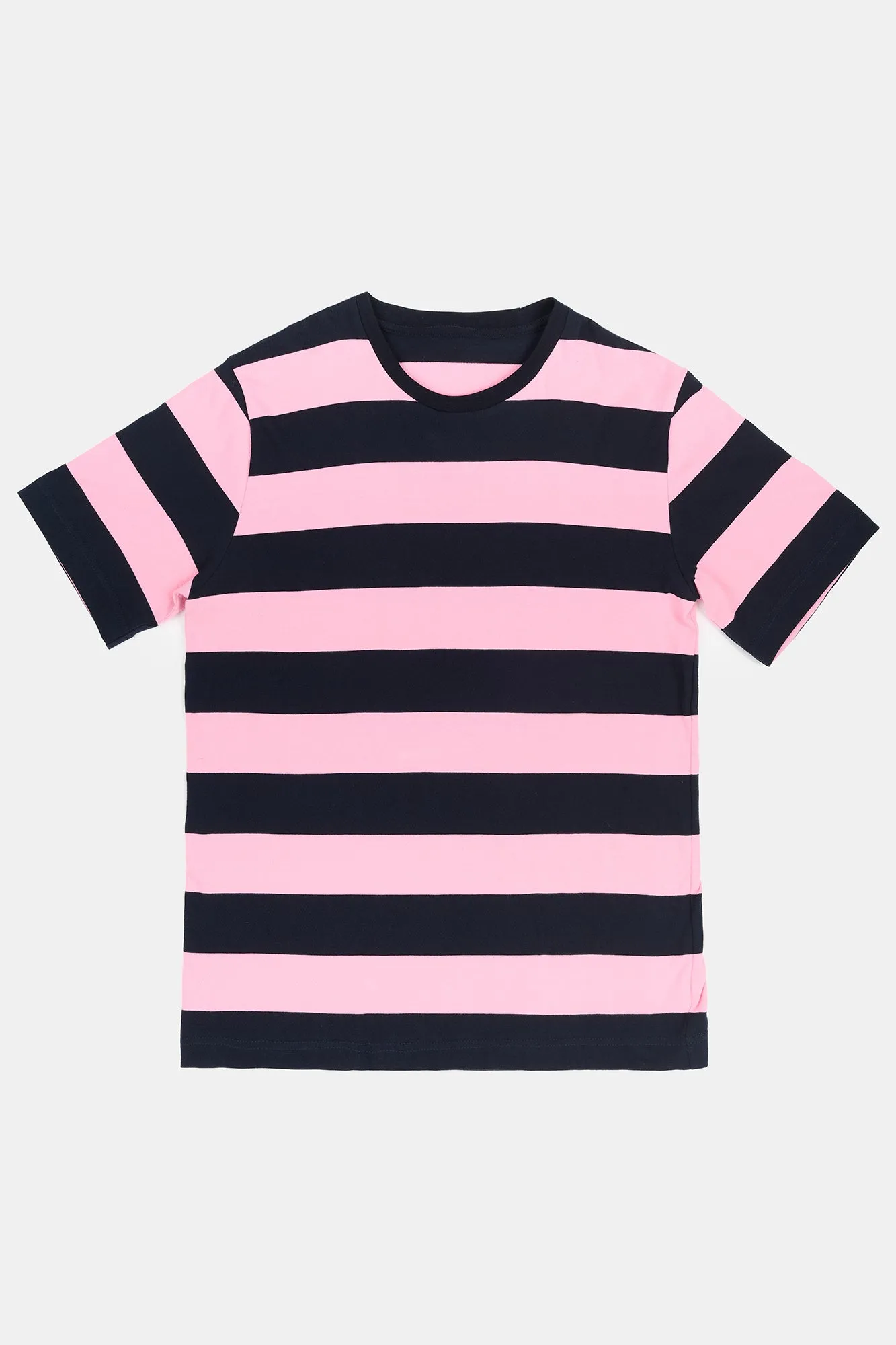 Men's Wide Stripe Short Sleeve T Shirt - Pink/Navy