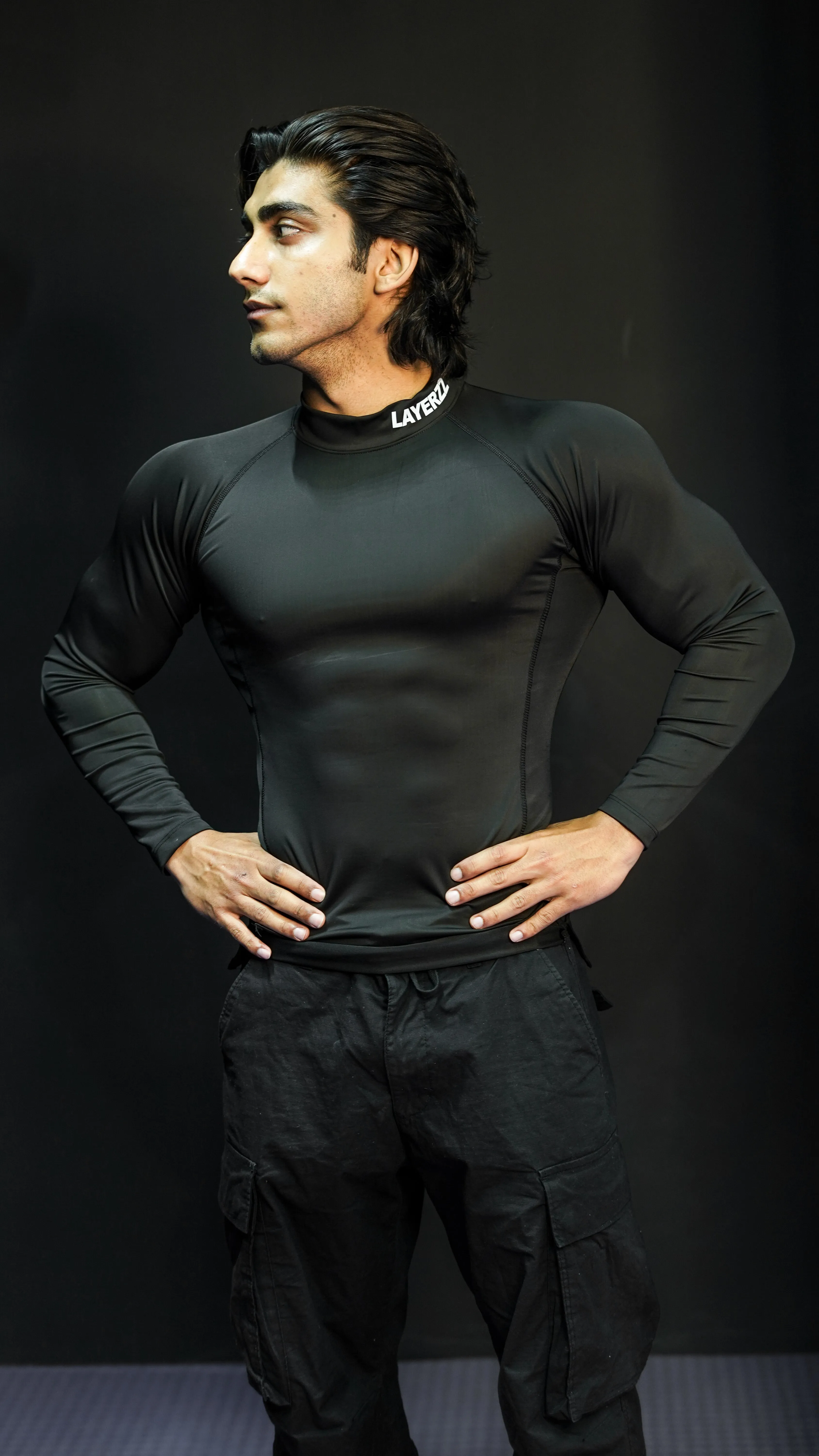 Mock neck compression Full sleeve - black