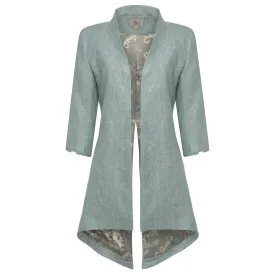 Morgana Linen Short Coat - Sky Blue