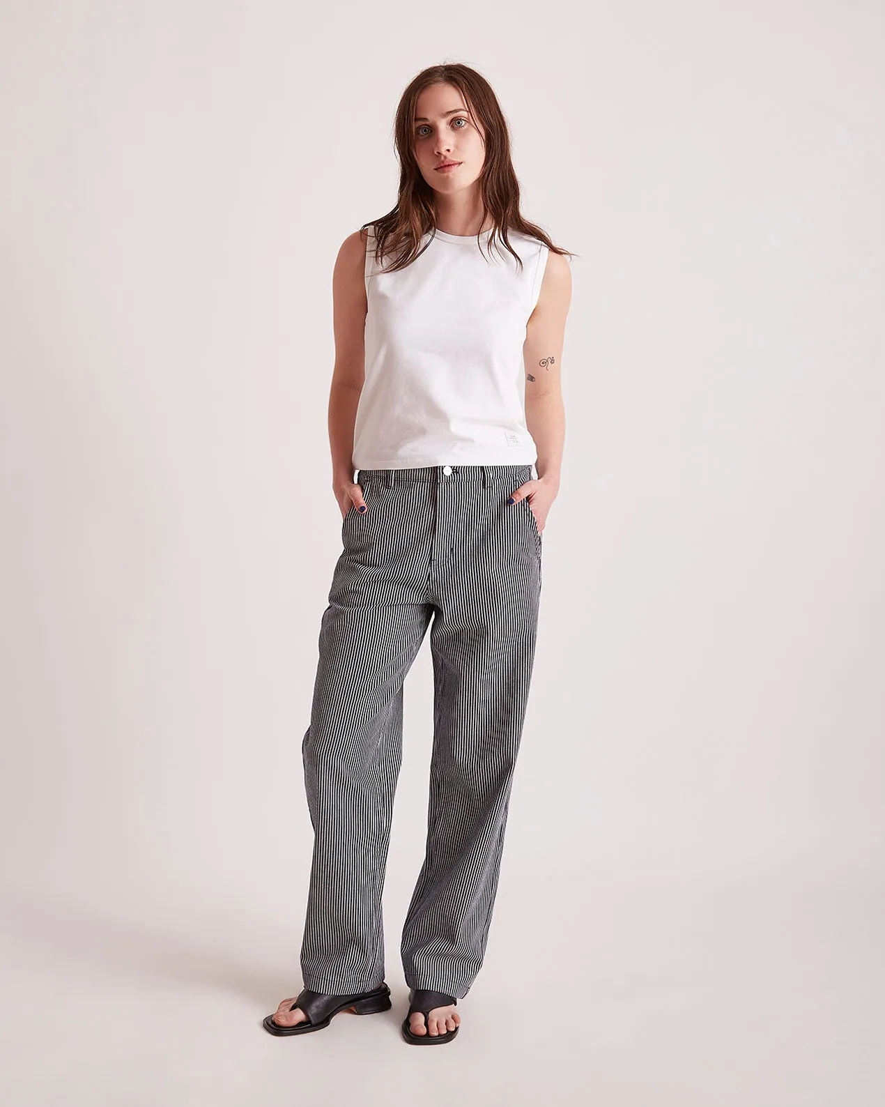 Mulberry Cotton Stripe Twill Pant