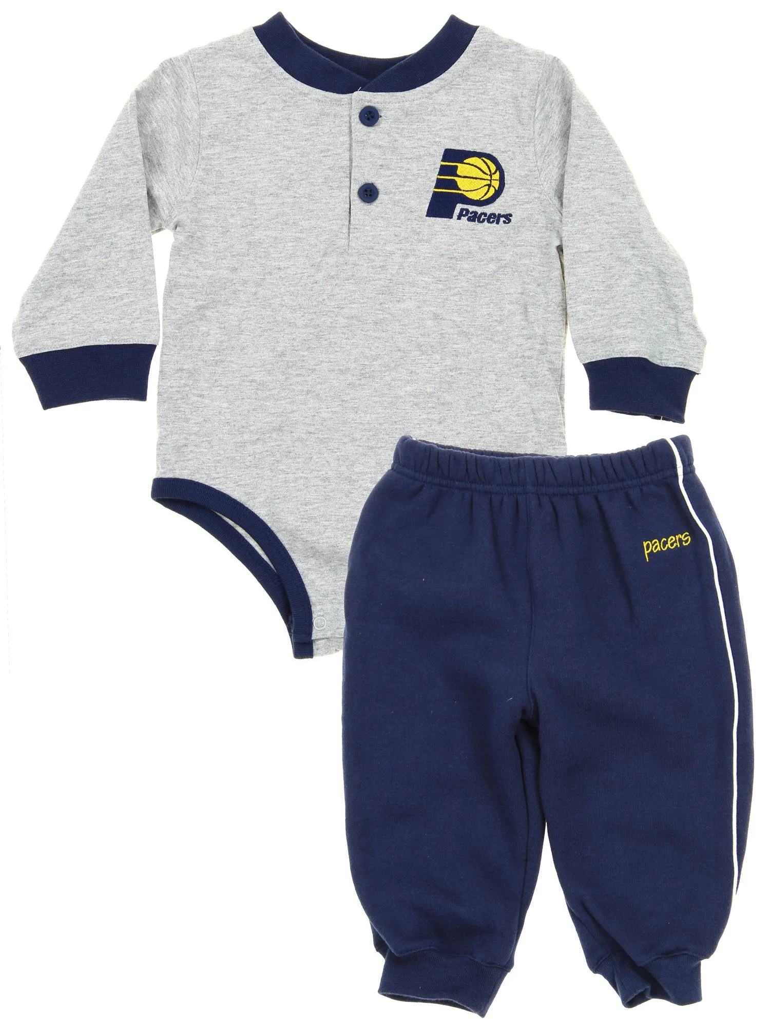 NBA Basketball Boys Infants Indiana Pacers Creeper and Pants Set, Grey & Navy