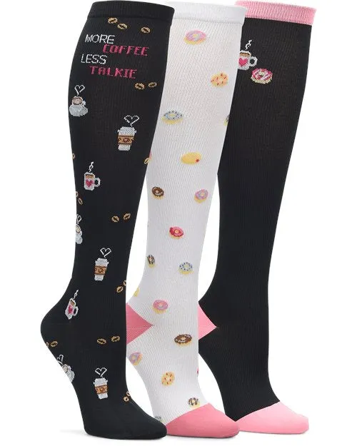 Nurse Mates Compression Socks 3 Pair Packs - Coffee Donuts