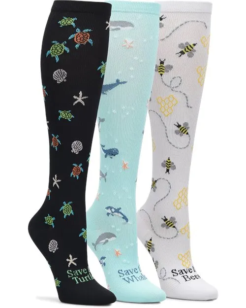 Nurse Mates Compression Socks 3 Pair Packs - Endangered Species