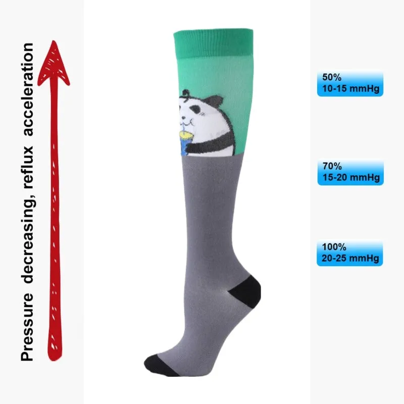 Panda Drinking Soda Knee High (Compression Socks)