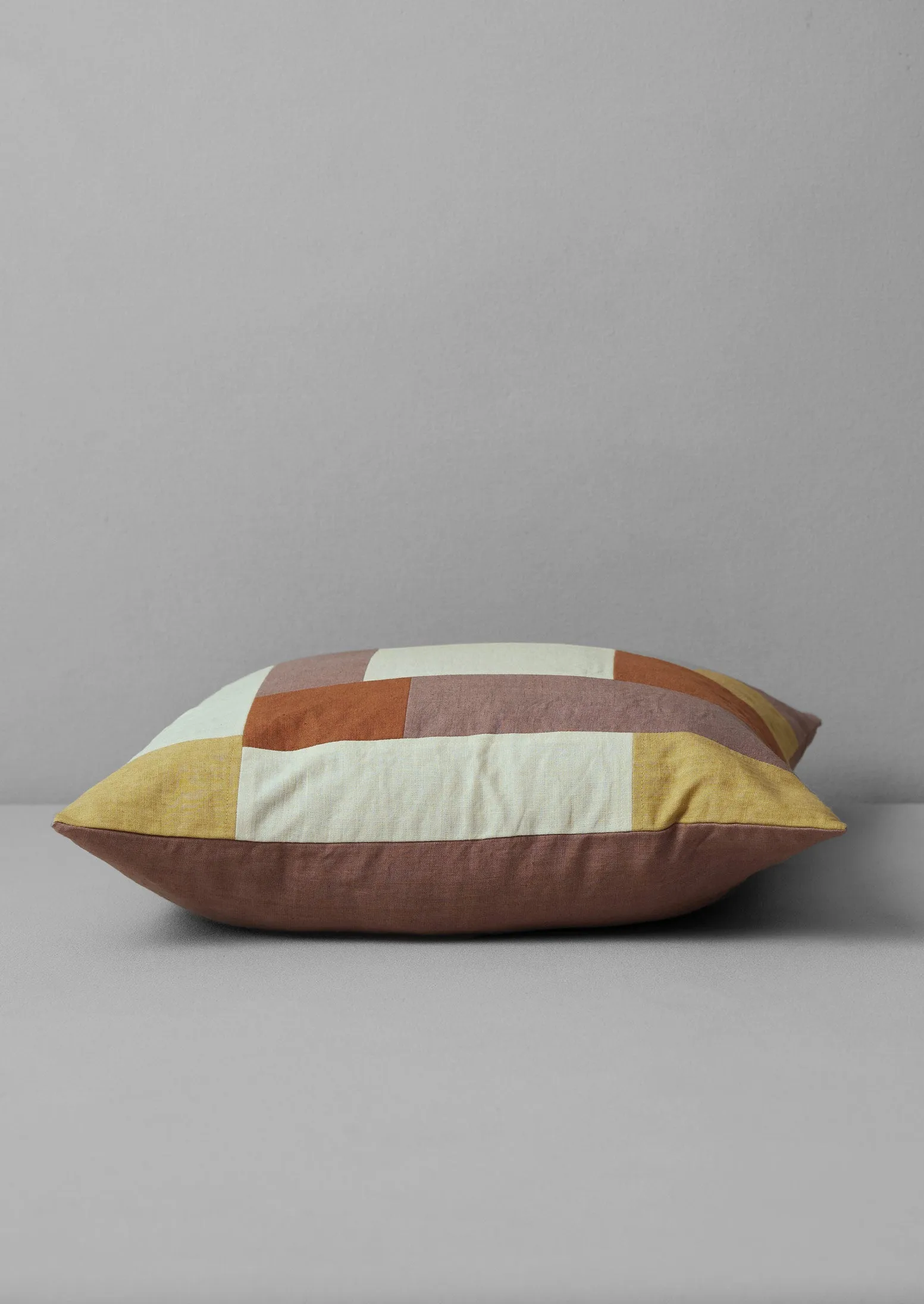 Patchwork Linen Cushion Cover | Sand/Hellebore