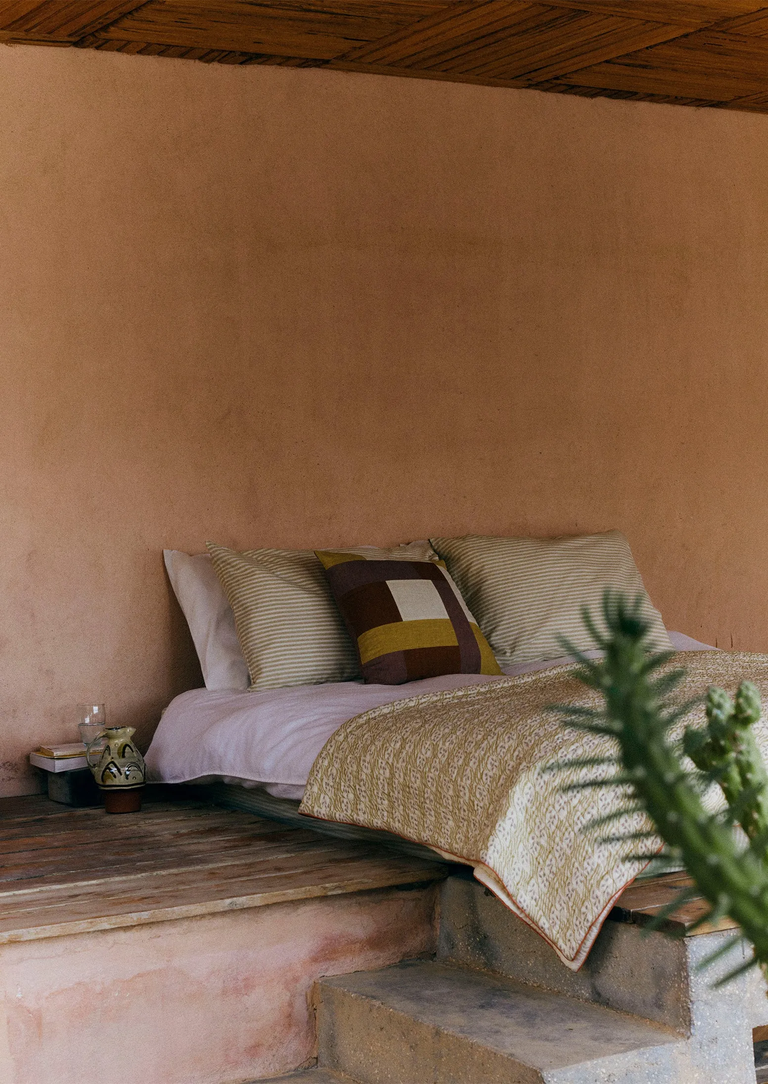 Patchwork Linen Cushion Cover | Sand/Hellebore