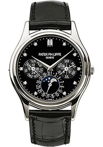 Patek Philippe 37.2mm Perpetual Calendar Moonphase Grand Complication Watch Black Dial 5140P