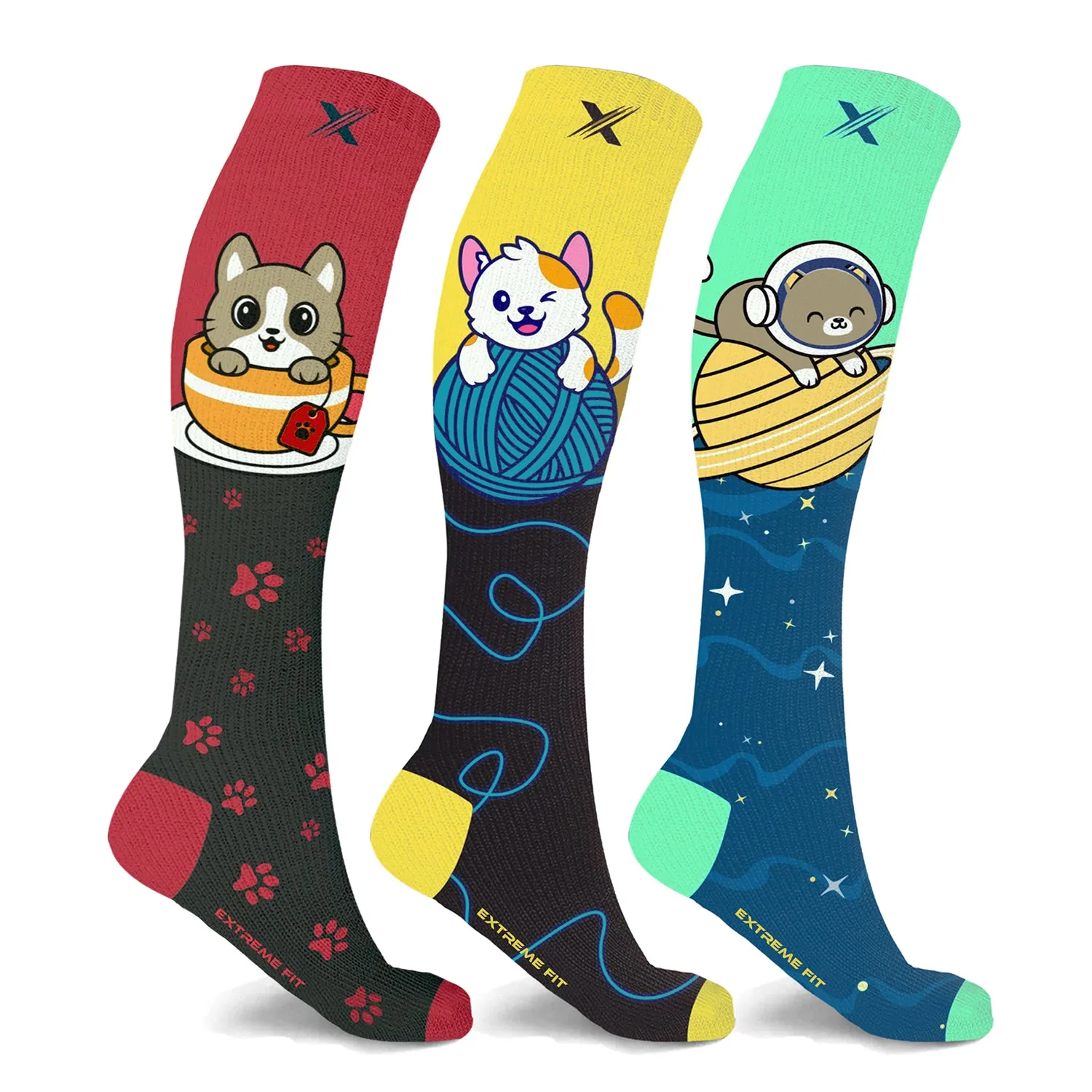 Pet Love Fun Expressive Knee High Compression Socks (3 Pairs)