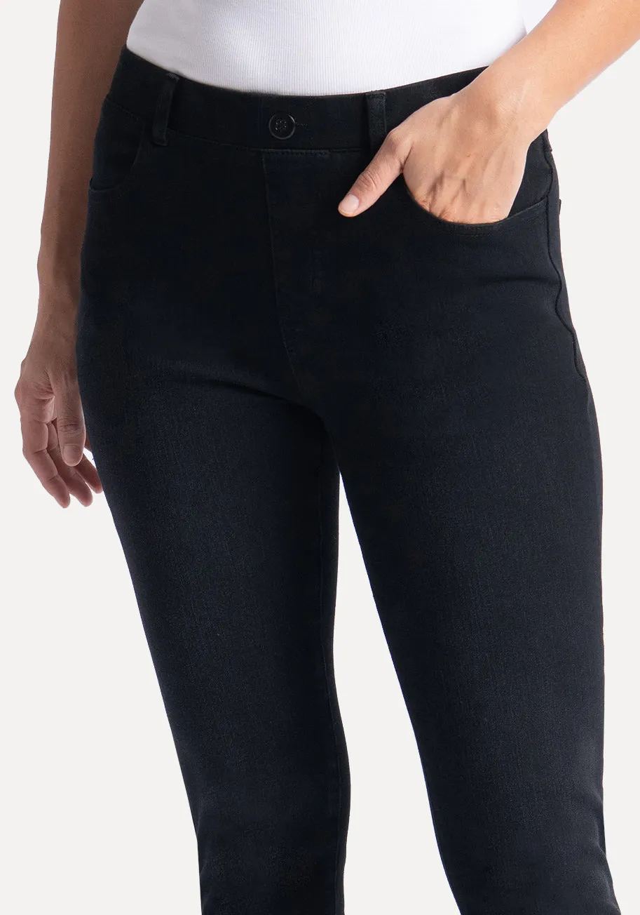 Skinny-Leg | Betabrand Yoga Denim (Washed Black)