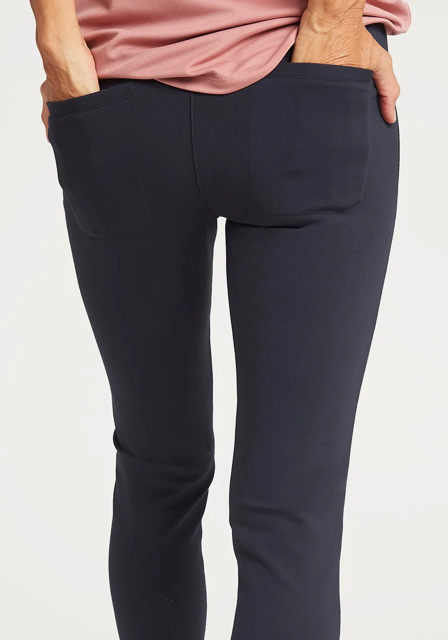 Skinny-Leg | Two-Pocket Dress Pant Yoga Pants (Navy)