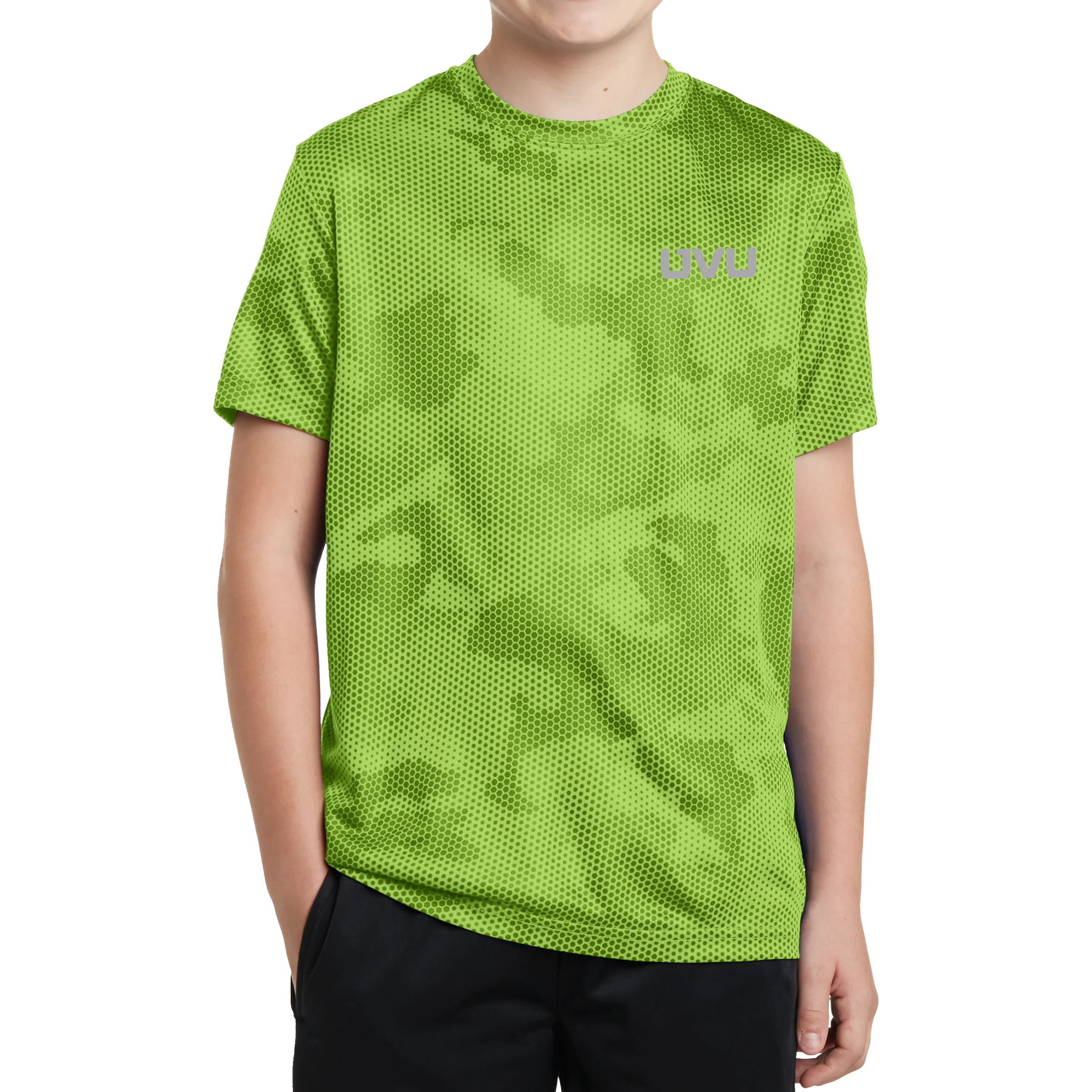 Sport-Tek Youth CamoHex Tee- Mono Reflective