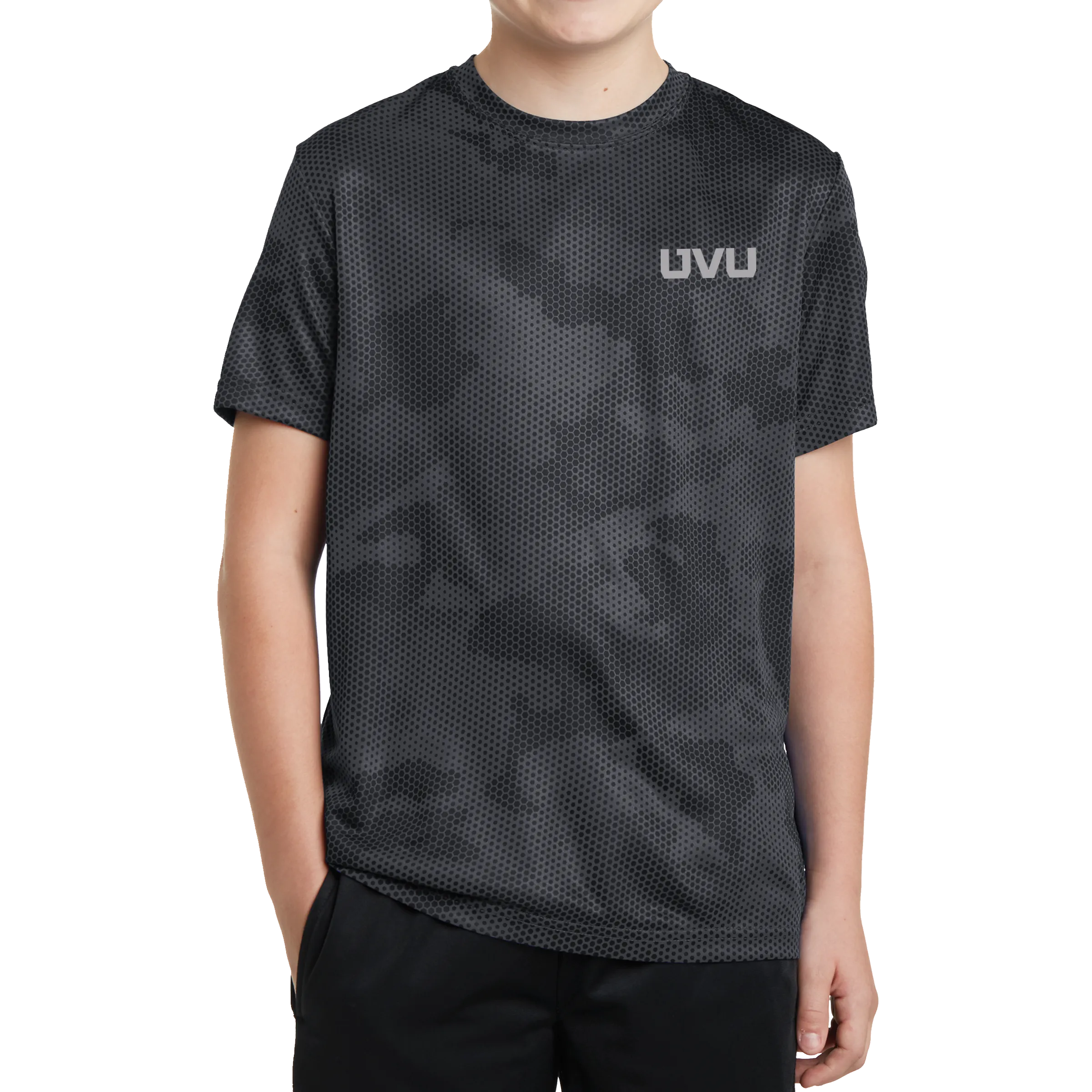 Sport-Tek Youth CamoHex Tee- Mono Reflective