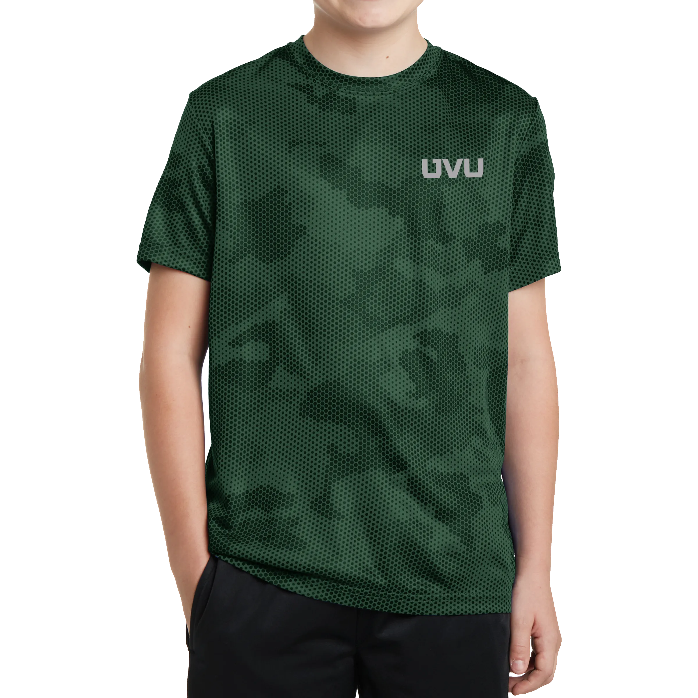 Sport-Tek Youth CamoHex Tee- Mono Reflective