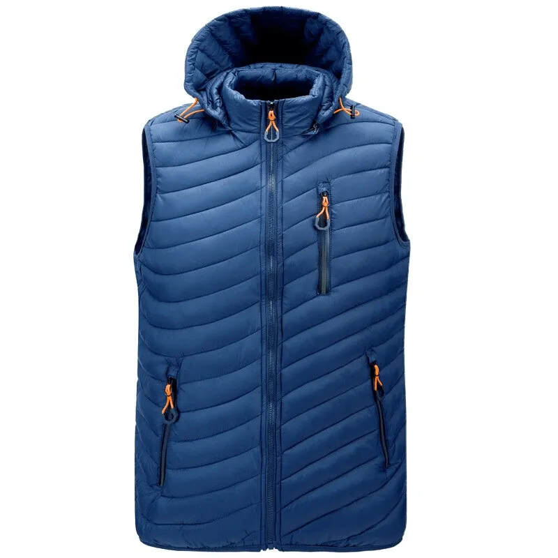 Stylish Sports Warmed Men's Vest with Hood and Zippered Pockets - SF1516