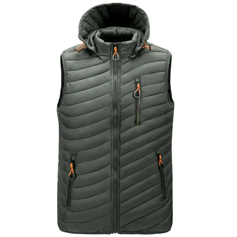 Stylish Sports Warmed Men's Vest with Hood and Zippered Pockets - SF1516