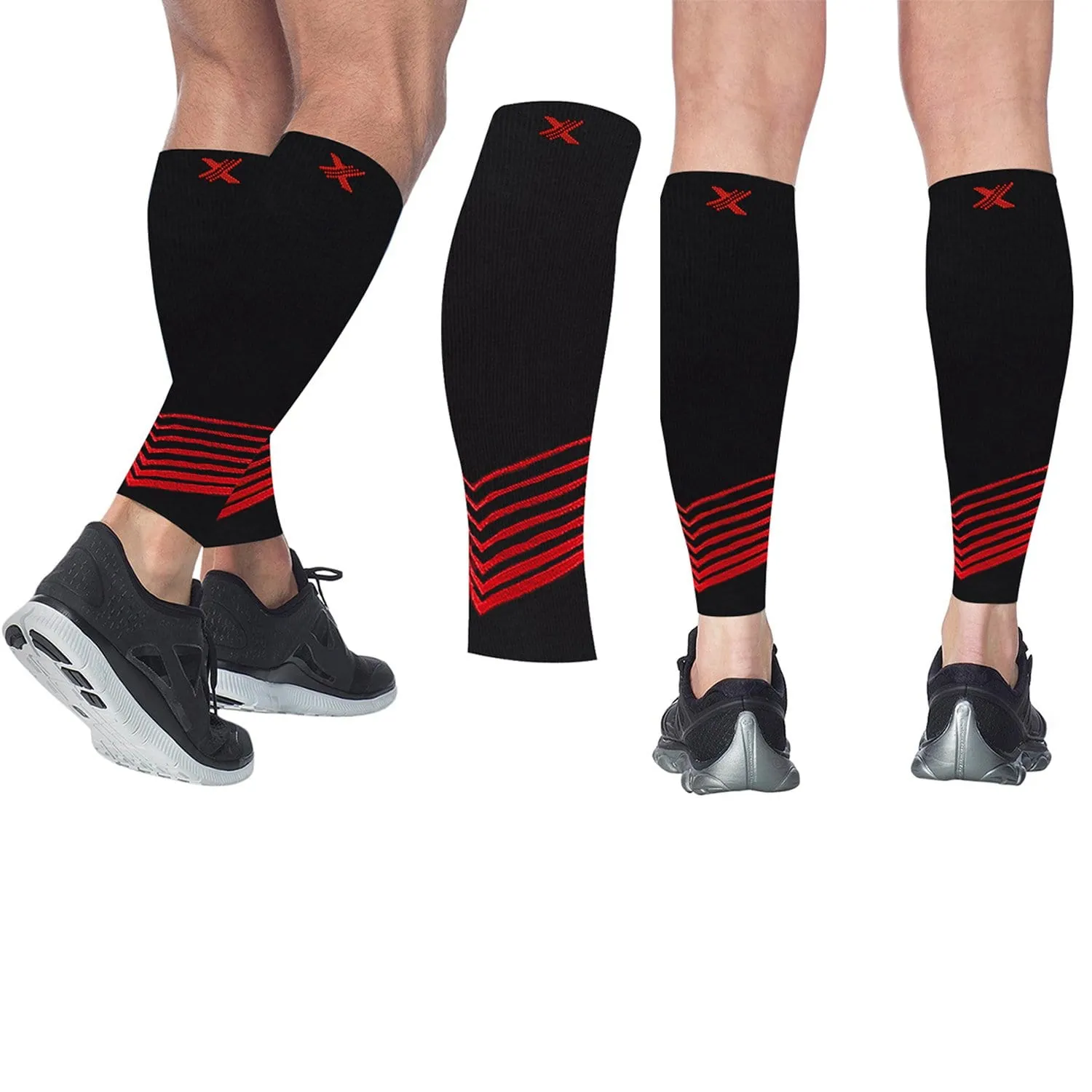 Ultra V-Striped Design Calf Support Recovery Compression Sleeves (1-Pair)