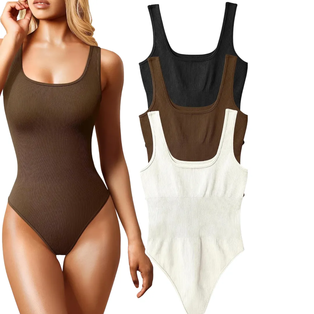 Wide Strap Ribbed Seamless Bodysuit