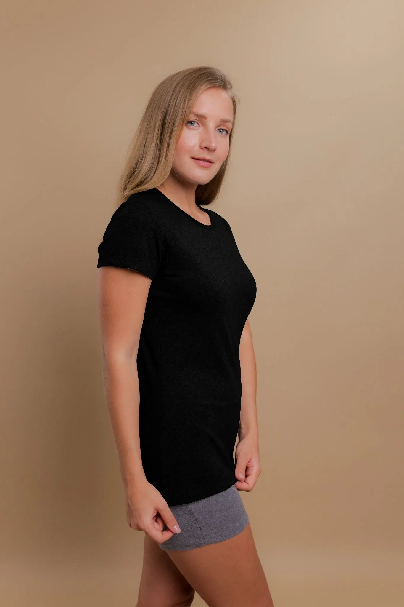 Women's Round Neck Cap Sleeve Shirt